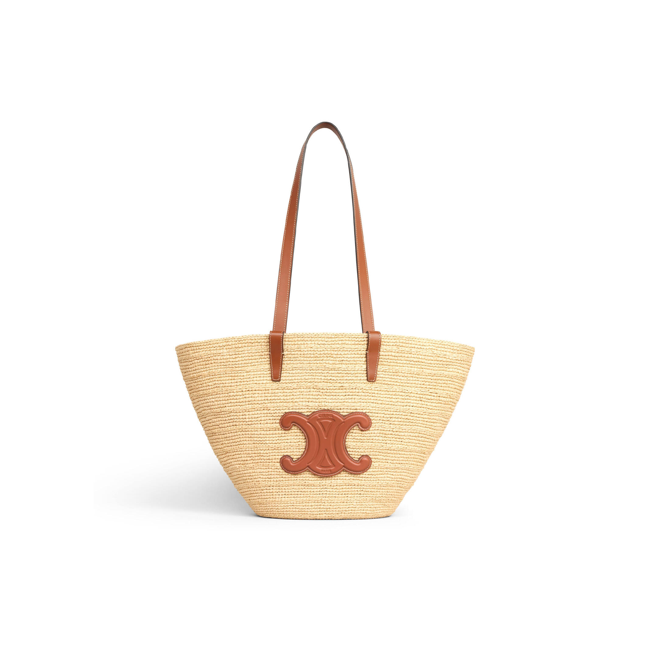 ce**e medium S*pple ce**e classic panier in raffia and calfskin 114342ff7.04lu (30*22*14cm)